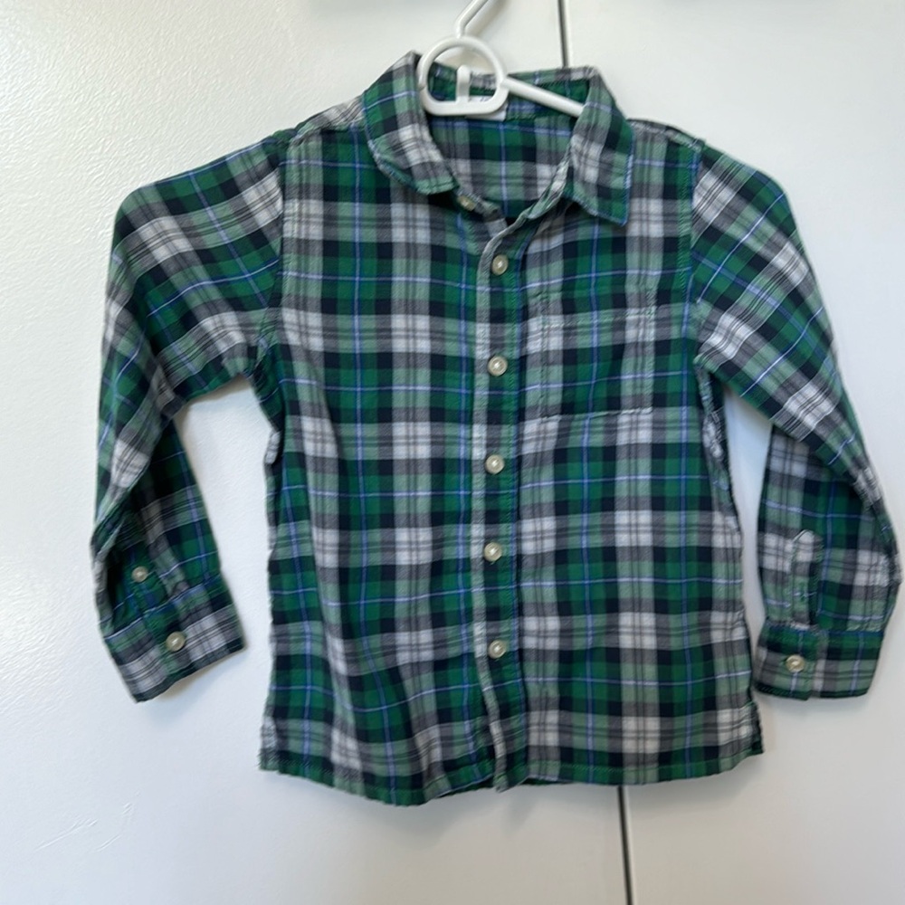 Baby Gap green and blue plaid shirt boys 5t